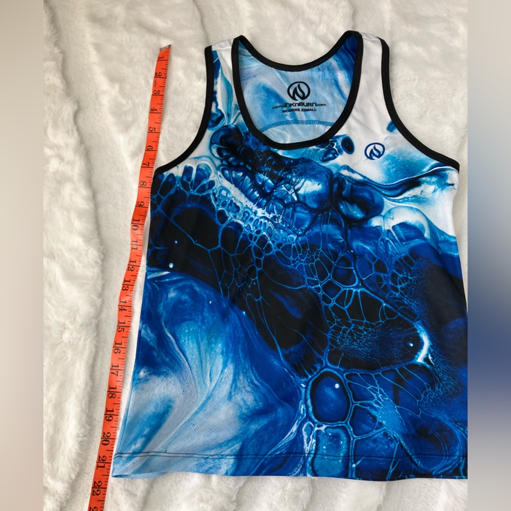 Blue ink Inknburn Tank Top XS hemmed to race length see pics